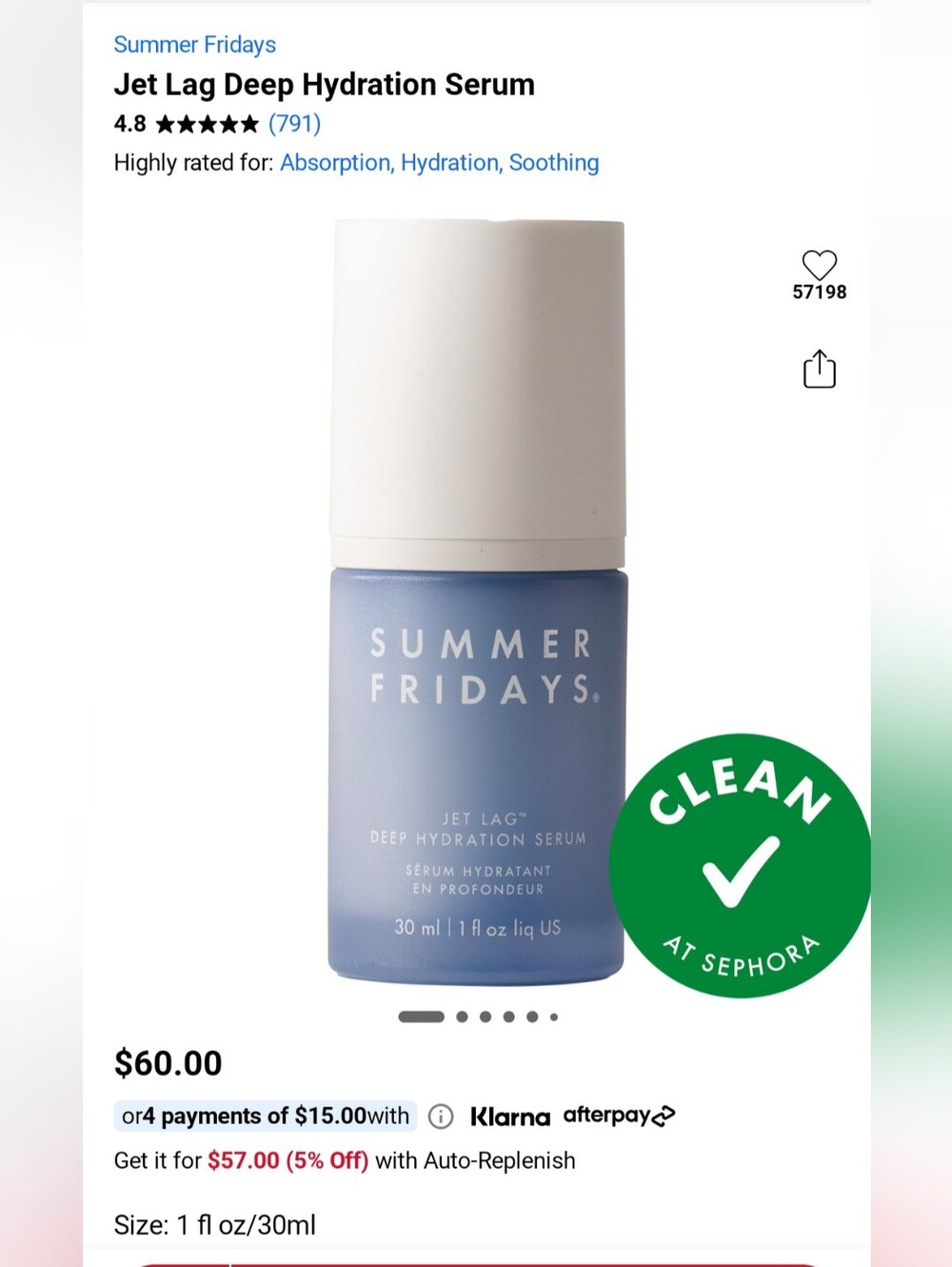 Summer Fridays jet lag deep Hydrating Facial Serum